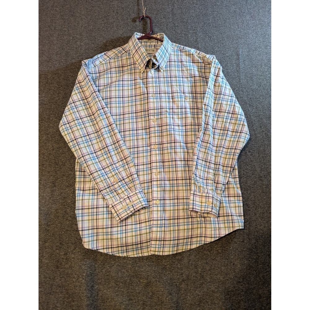 ORVIS Shirt Men's Plaid Button Down Colorful Long Sleeve 100 Cotton Size‎ XL